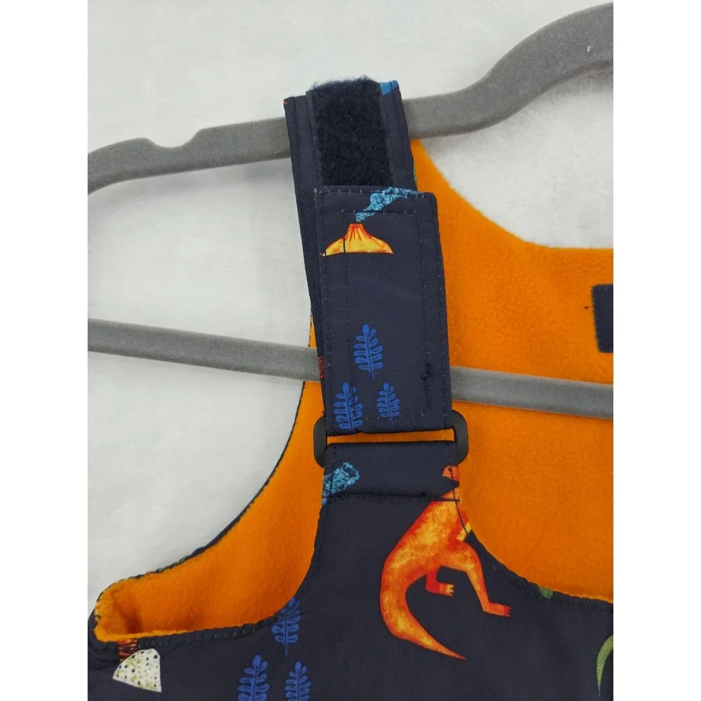 The Childrens Place Kids Dinosaur Print Snow Bib Overalls Navy Blue 18-24M T-Rex